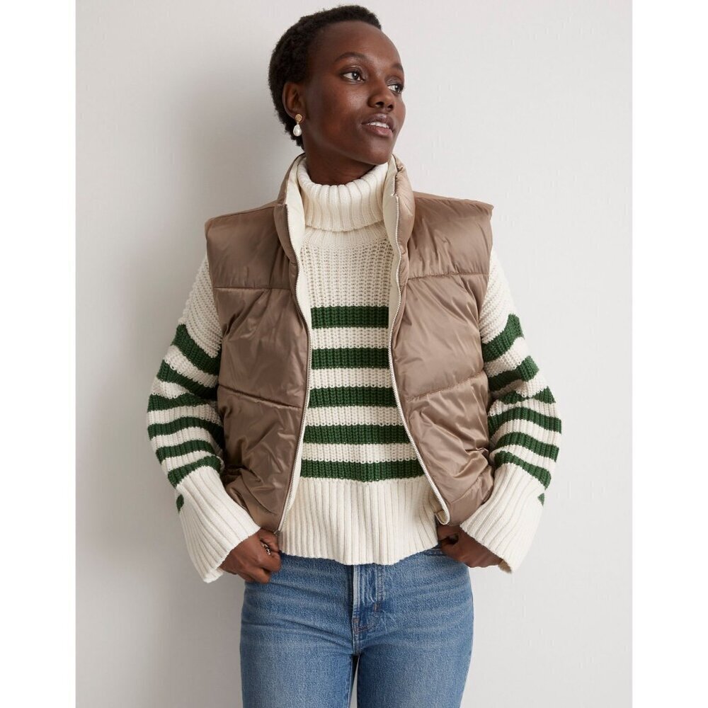 Madewell ladies woven wutang reversible puffer vest down alternative NEW XS - Picture 2 of 10